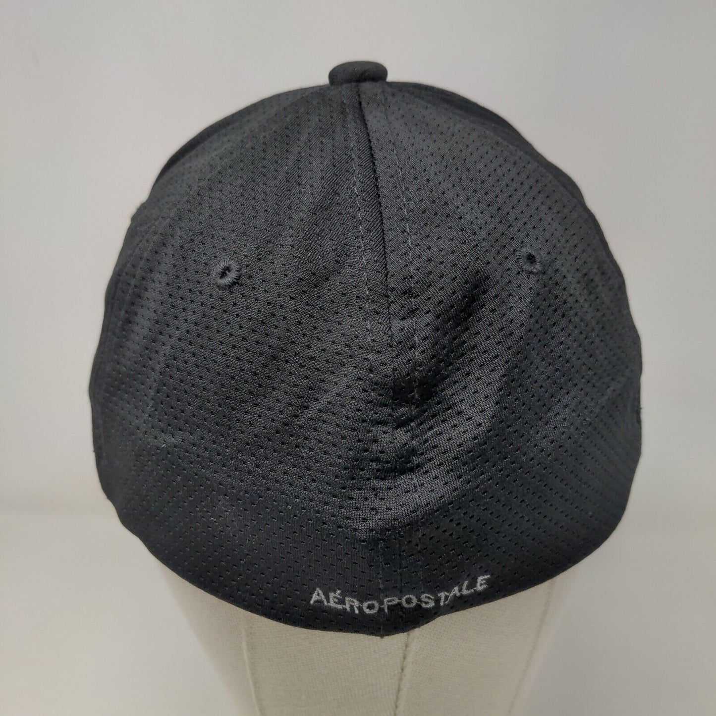 Aeropostale Men's Fitted Hat Black Size S/M Embroidered Big A Logo Polyester