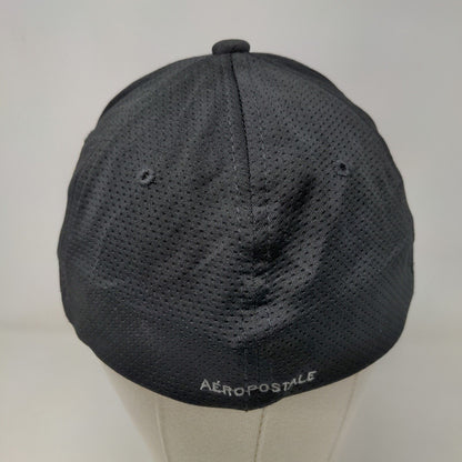 Aeropostale Men's Fitted Hat Black Size S/M Embroidered Big A Logo Polyester