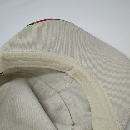 Derek of New Zealand Army Cap Beige One Size Floral Embroidery Strapback Hat