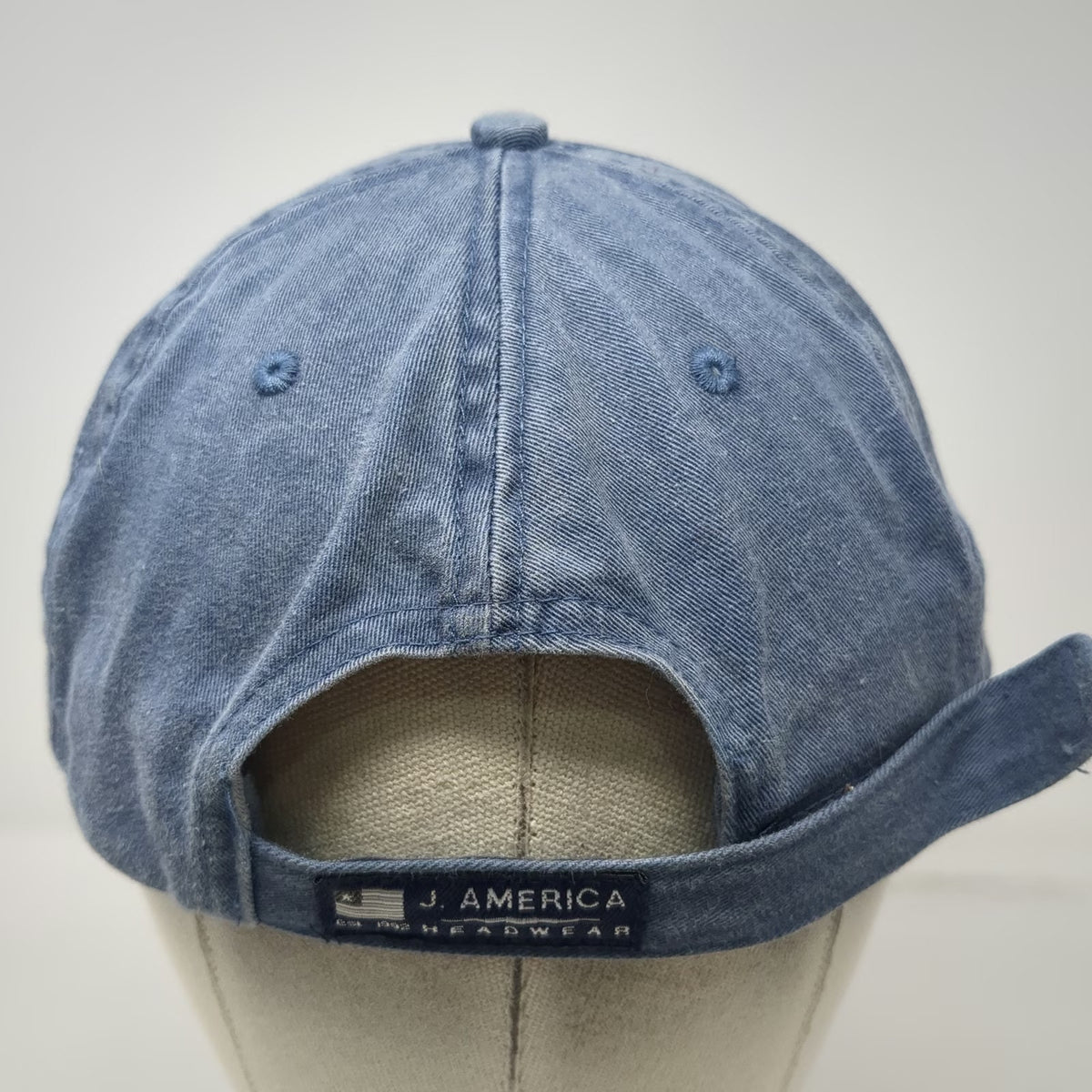J. America Baseball Cap Blue One Size Block Island BI Patch Cotton Strapback Hat