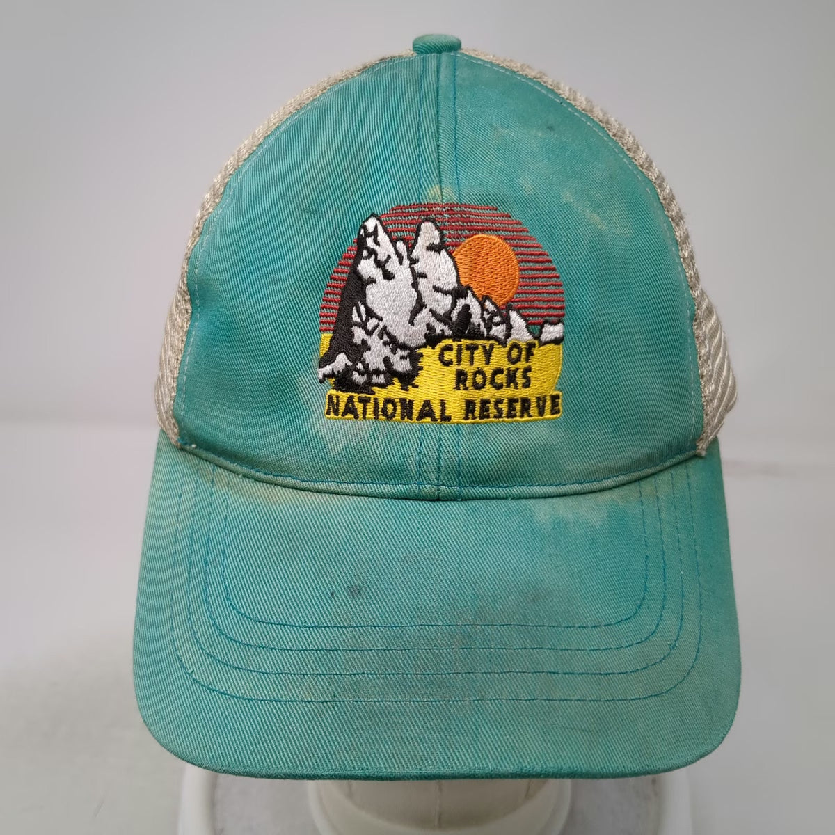 Green Trucker Hat City of Rocks National Reserve One Size Snapback Mesh Back
