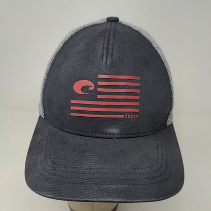 Costa Del Mar Men's Snapback Hat Gray Black 3D Flag Stripe Logo