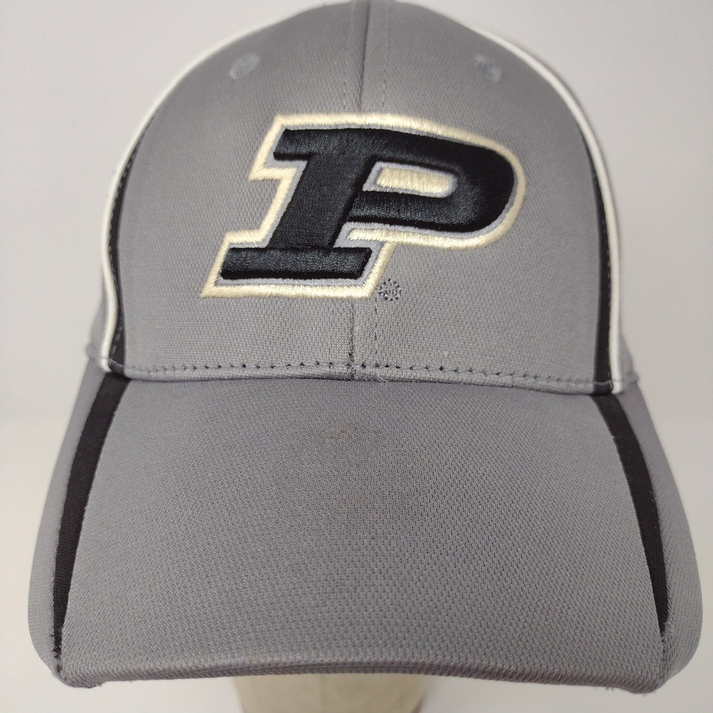 Captivating Purdue Boilermakers Hat Gray Black Stripes Embroidered Logo Train
