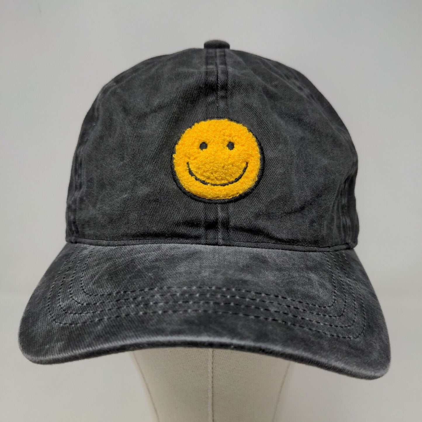 David & Young Women's Slideback Hat Gray OSFM Fuzzy Smiley Face Logo