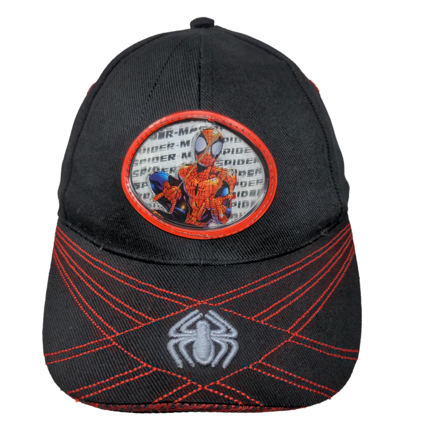 Marvel Kids Spider Man Boy's Strapback Hat Black Size 8-14 Embroidered