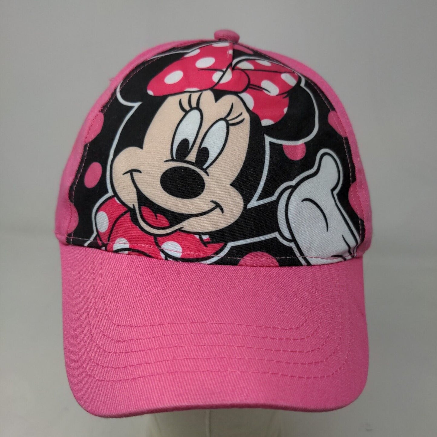 Disney Minnie Mouse Girl's Snapback Hat Pink OSFM Big Print Polyester