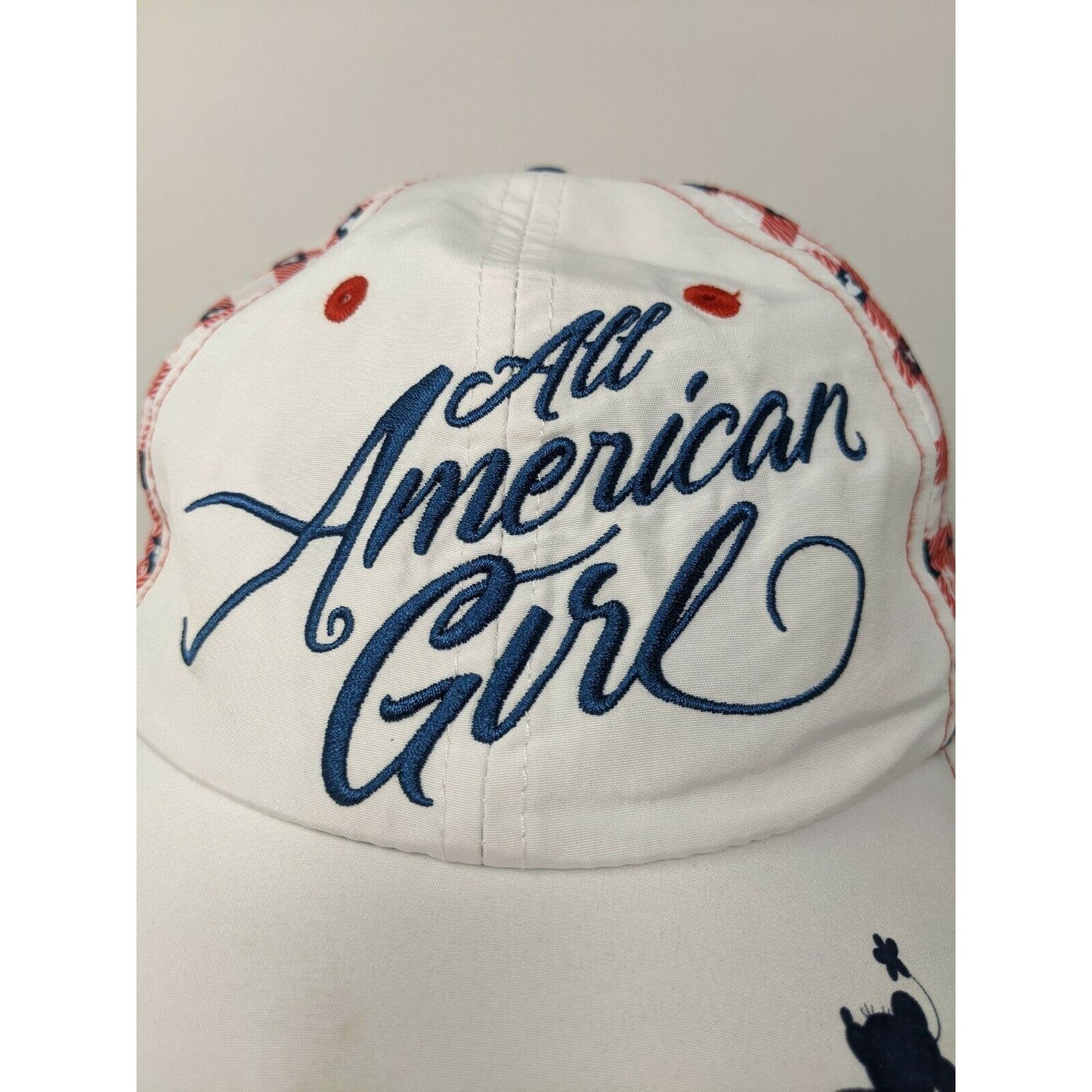 Disney Parks All American Girl Baseball Hat Minnie White Tieback Youth 54-57 CM