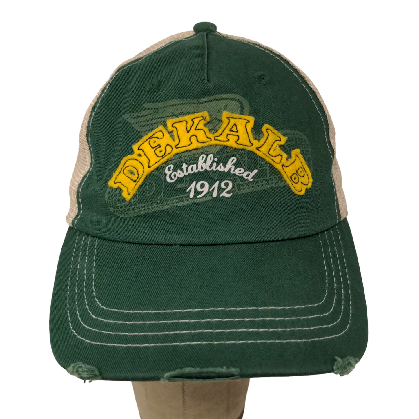 Dekalb Speed Mesh Back Strapback Hat Green Yellow OSFM Embroidered Logo