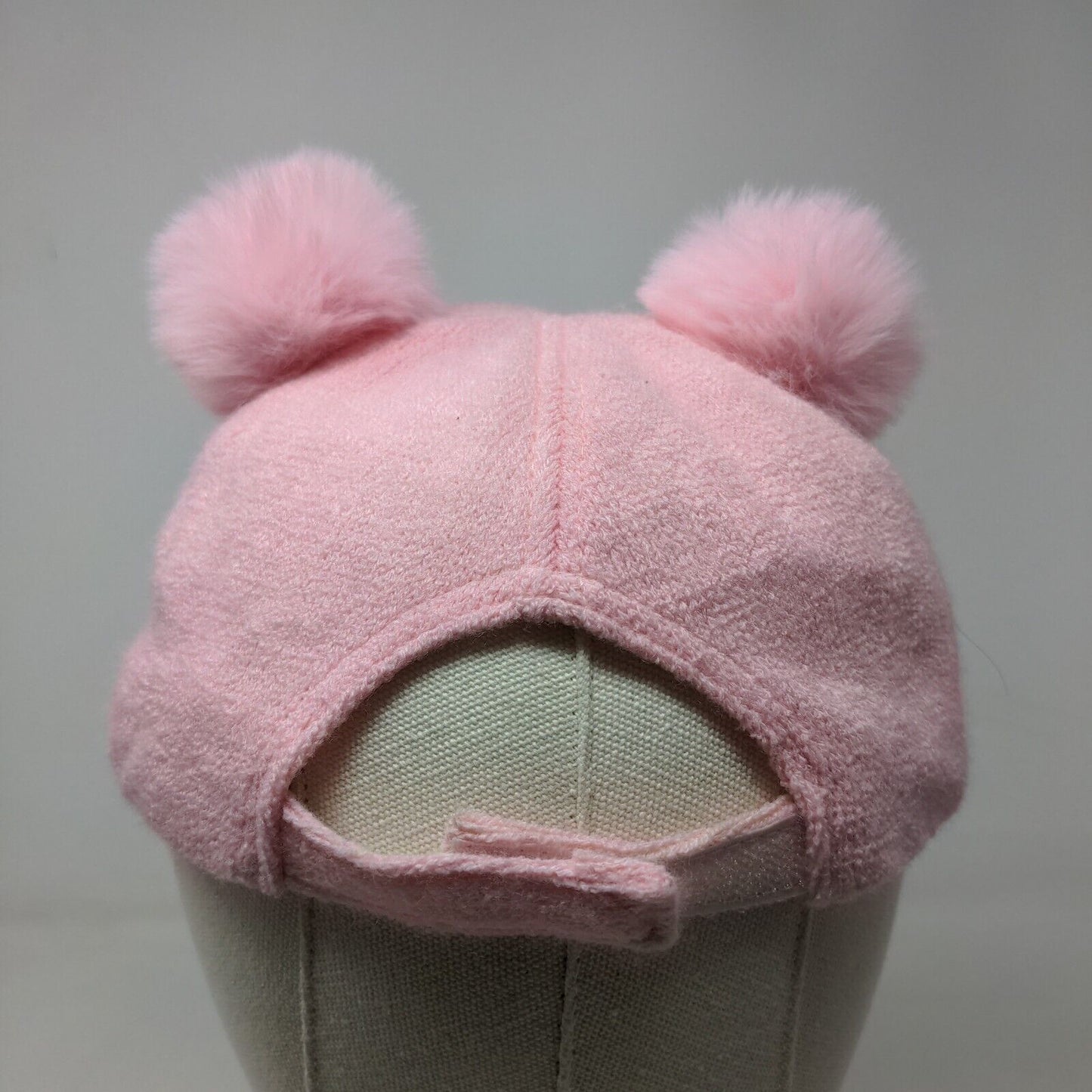 Unbranded Women's Strapback Hat Pink Fleece Fuzzy Pom Poms LOVE Logo