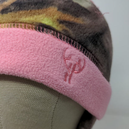 Huntworth Girls Camo Beanie Hat Fleece Green Brown Pink One Size Embroidered