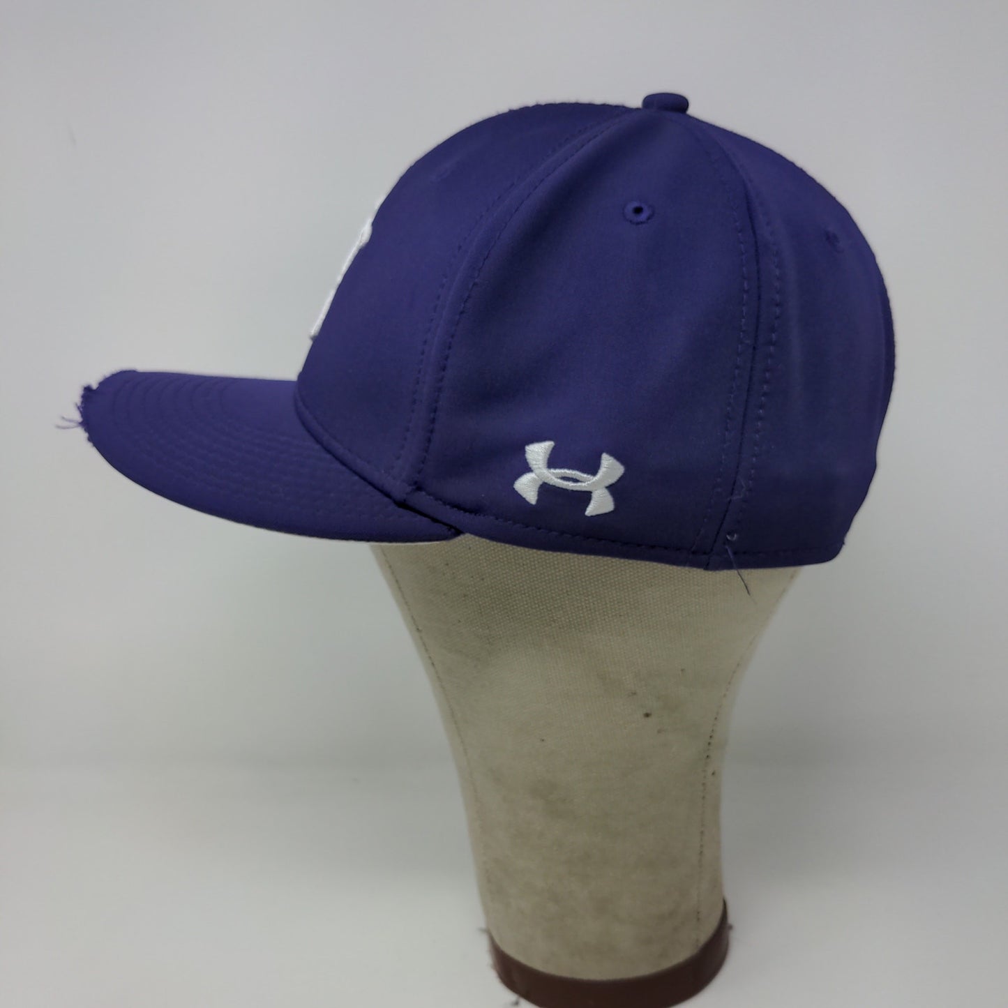 Under Armour Fitted Hat Distressed Size Small Purple Embroidered AV