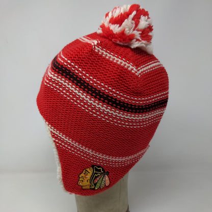 Reebok Face Off NHL Men's Beanie Hat Red OSFA Striped Chicago Blackhawks