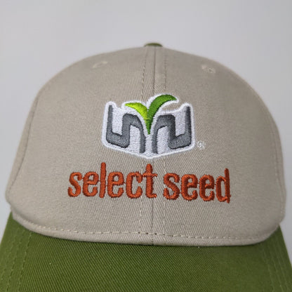 Select Seed Strapback Hat Tan Green Adjustable Embroidered Logo