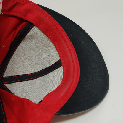 Marvel Deadpool Flat Bill Snapback Hat Embroidered Logo Spell Out Red Black