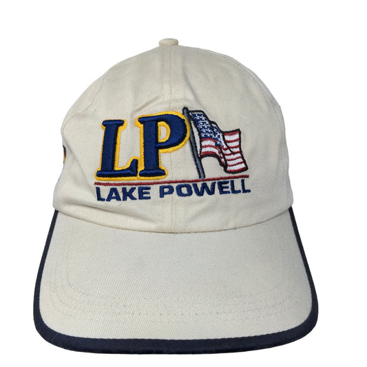 Ahead Men's Strapback Hat Tan Lake Powell Boat Flags Embroidered Logo