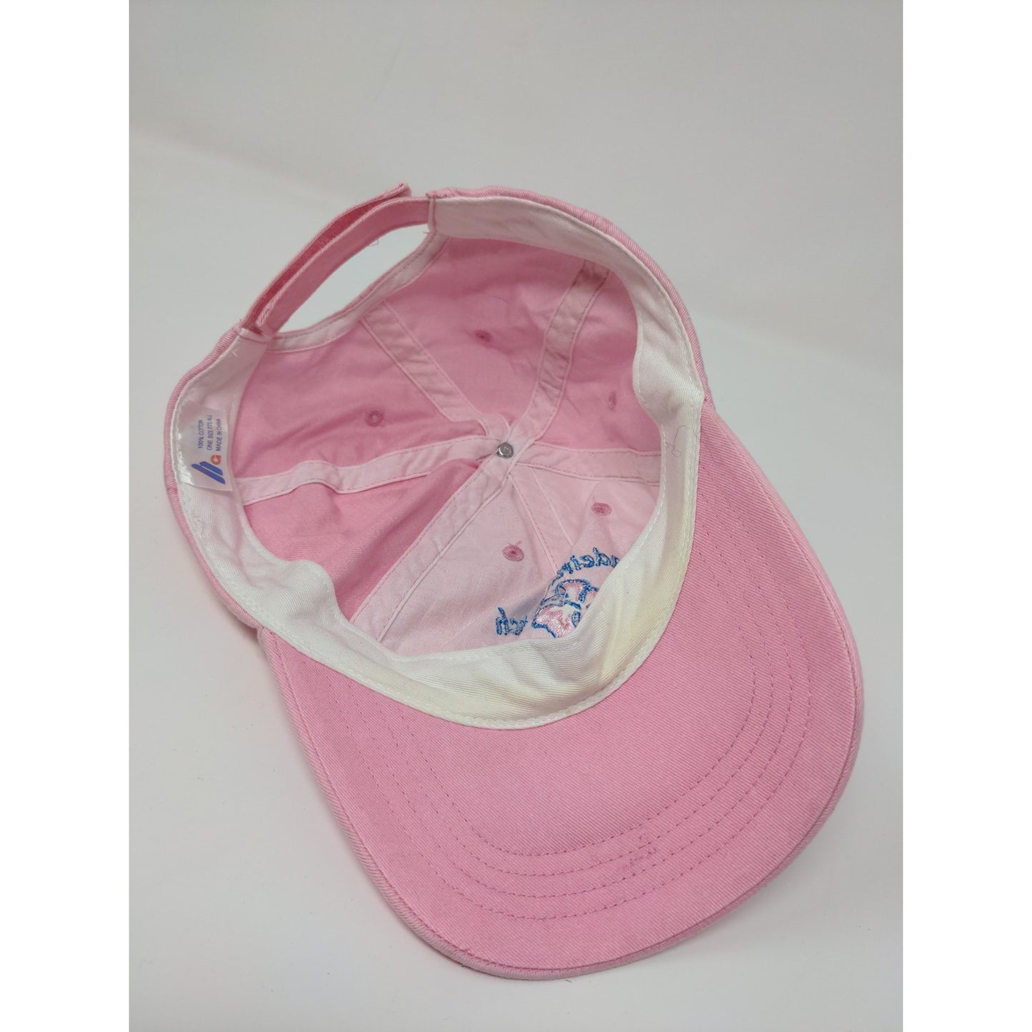 Maderia Beach, FL Strapback Hat Pink Flower Embroidered Spell Out