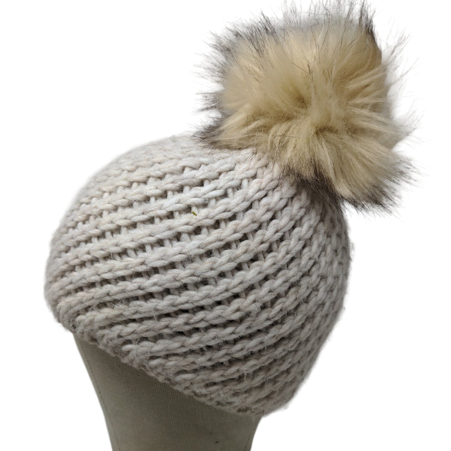 Cintelli & Galluzzo Womens Beanie Hat Cap Gray Knit Pom Pom Made in Italy