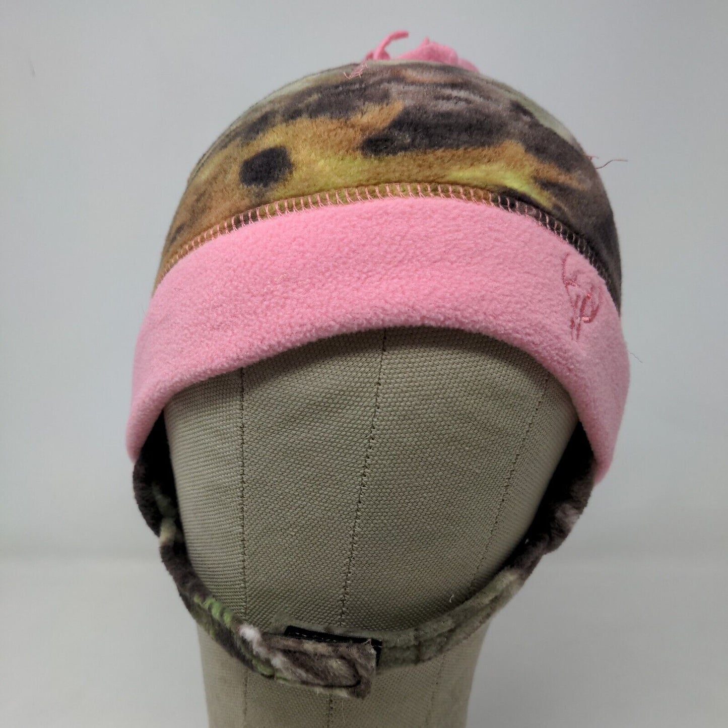 Huntworth Girls Camo Beanie Hat Fleece Green Brown Pink One Size Embroidered