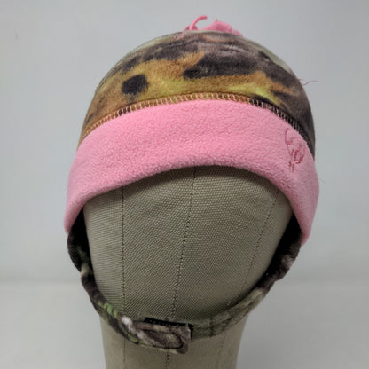 Huntworth Girls Camo Beanie Hat Fleece Green Brown Pink One Size Embroidered