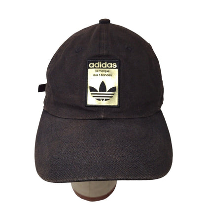 adidas Gold Trefoil Logo Black Slideback Hat Cap Adjustable Embroidered One Size