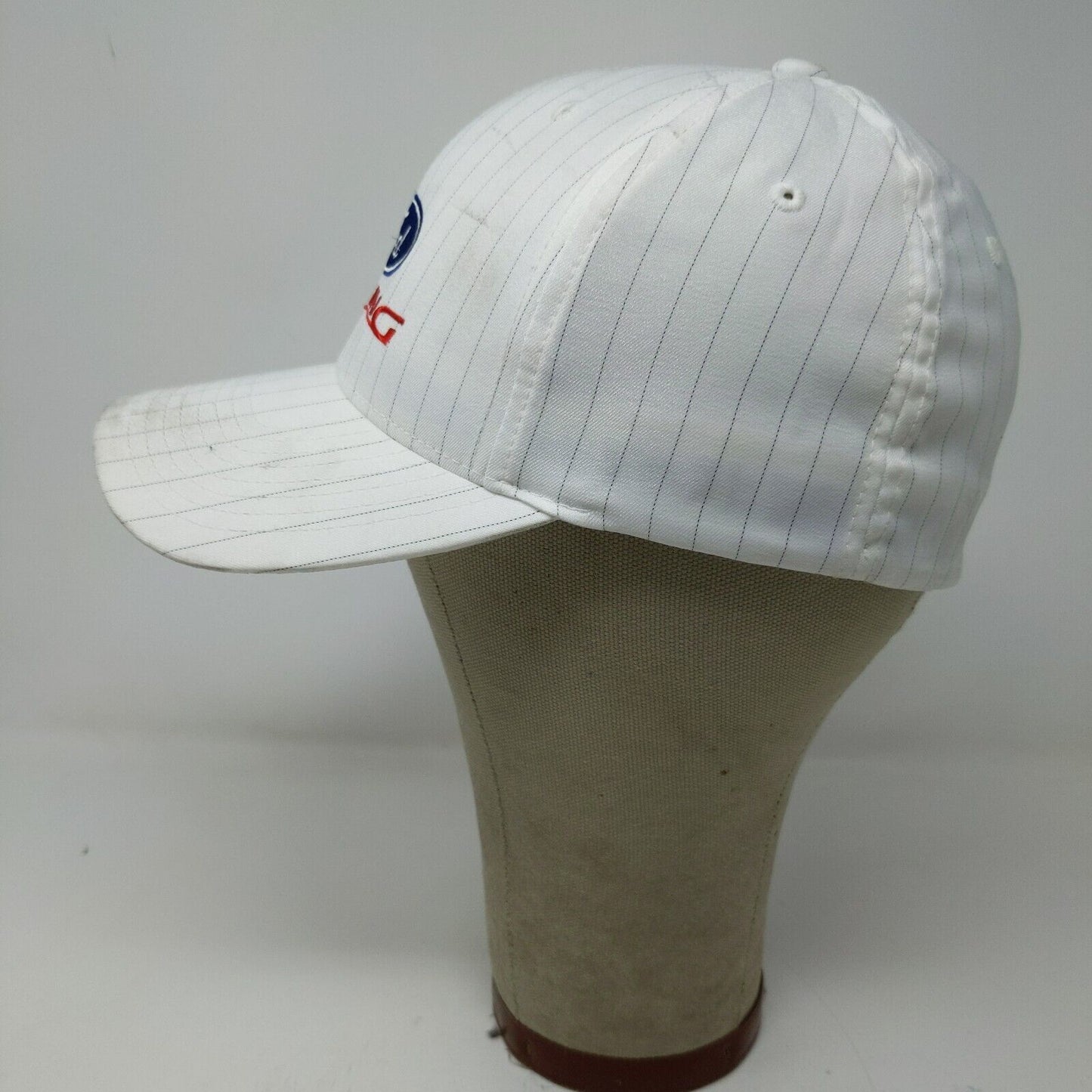 FlexFit Men's Ford Racing Fitted Hat White Striped Size S/M Embroidered Logo