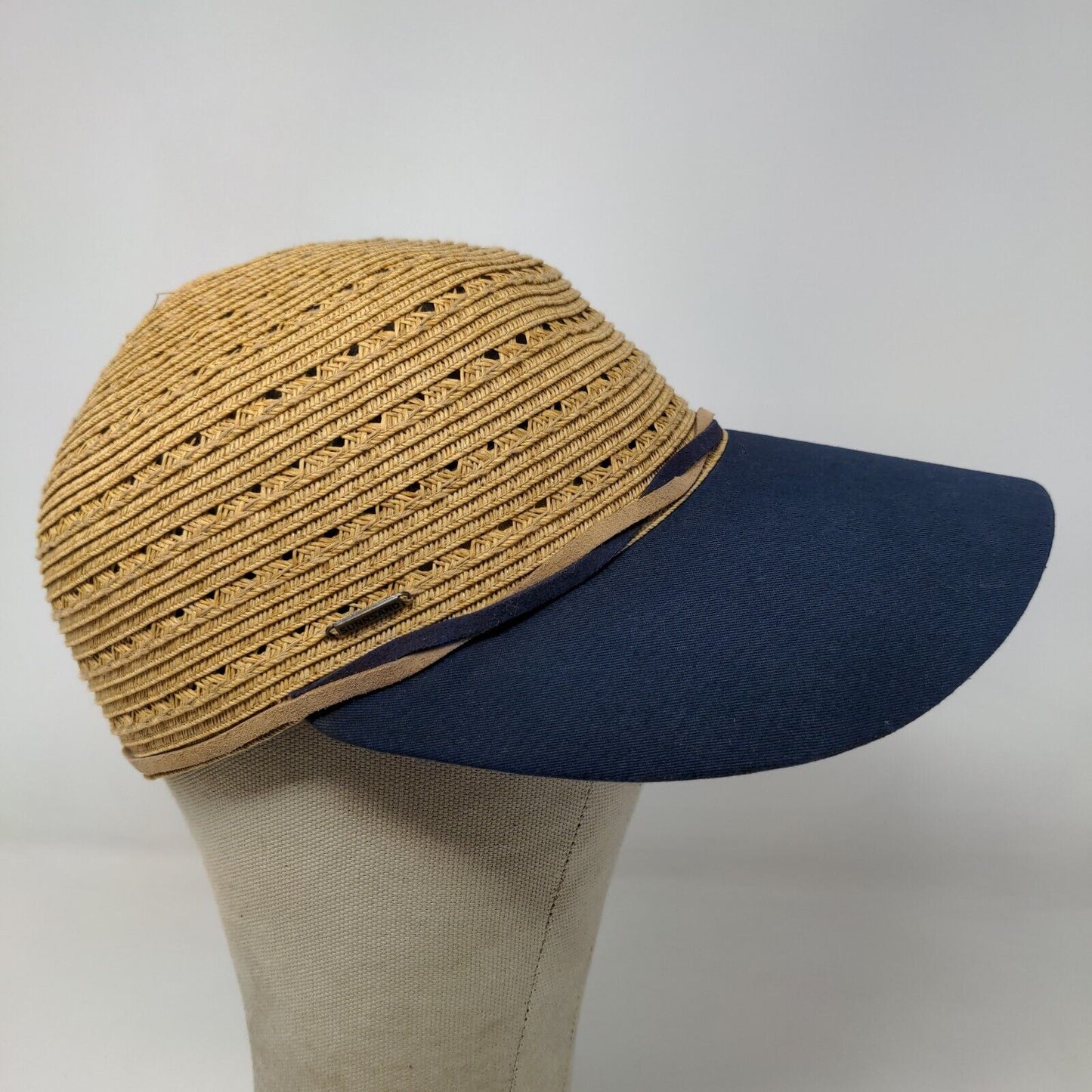 Sun 'n' Sand Women's Sun Hat UPF 50 Tan Blue Woven Style Bill