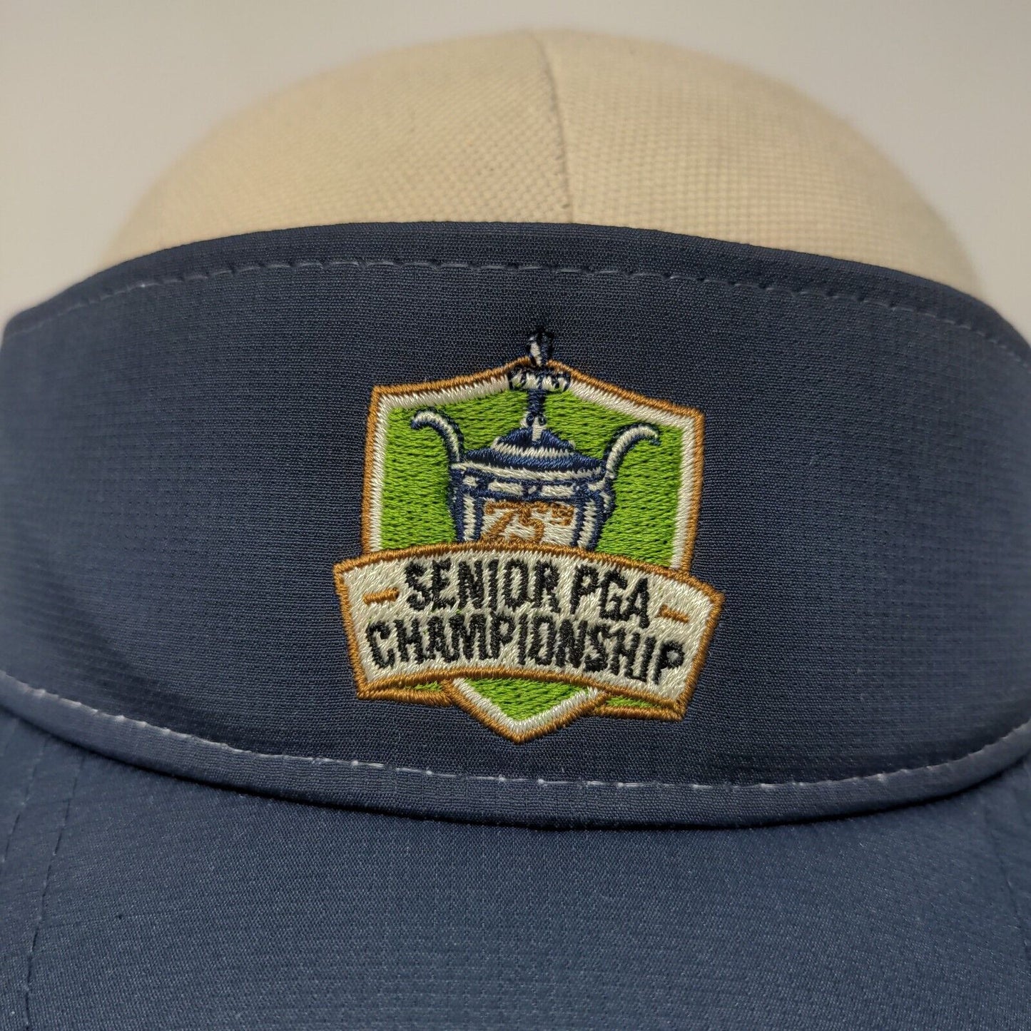 PGA Men's 75th Senior Championship Blue White Strapback Visor Hat Embroidered