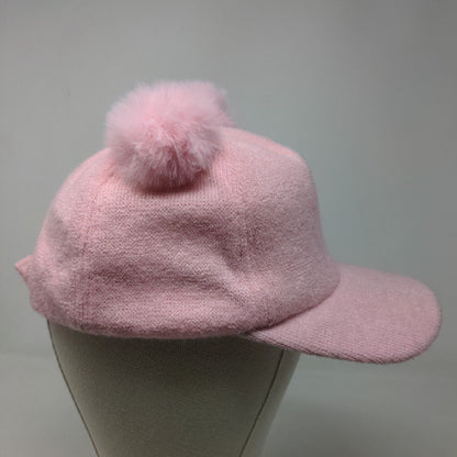 Unbranded Women's Strapback Hat Pink Fleece Fuzzy Pom Poms LOVE Logo