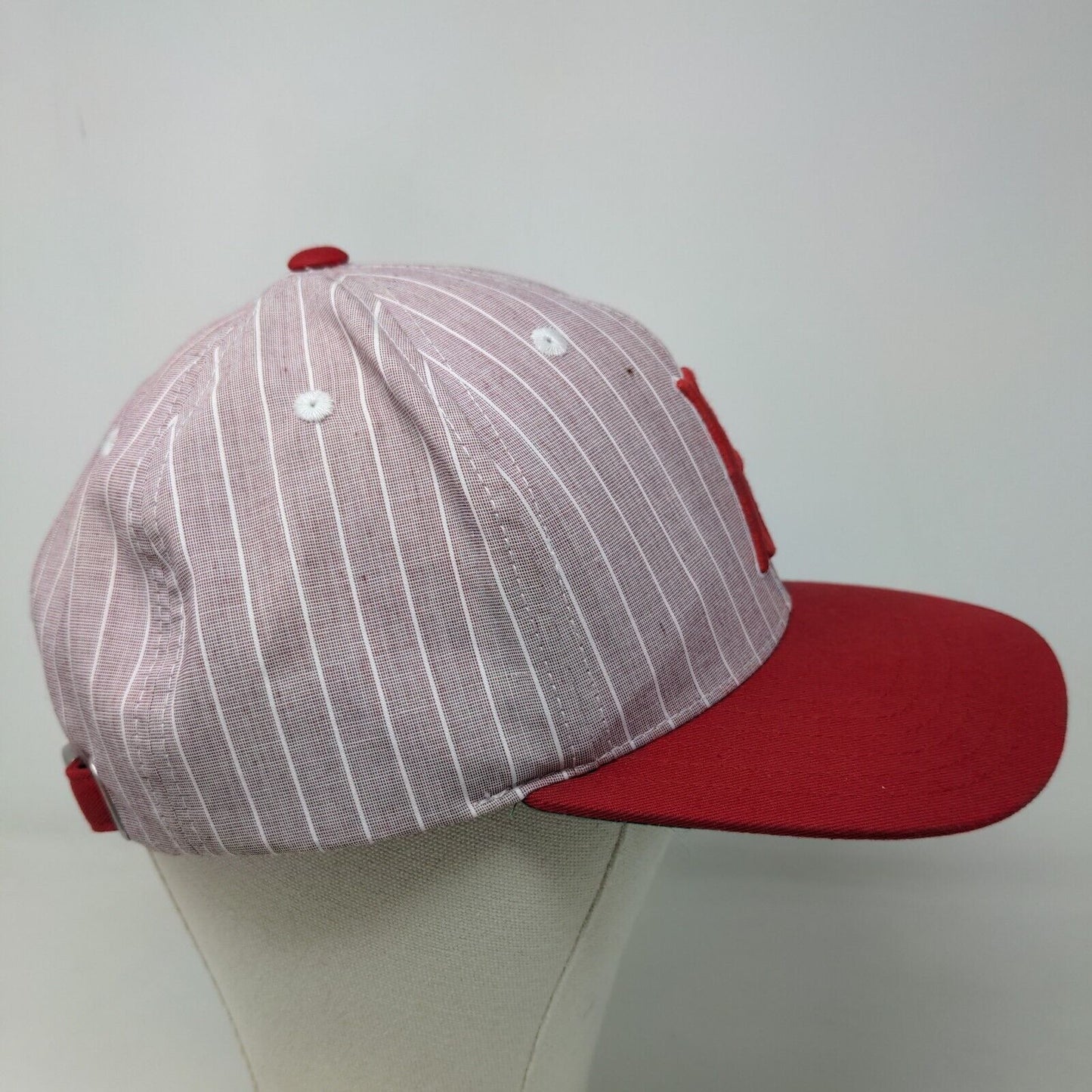 American Neelde Men's Slideback Hat Red Pinstriped Embroidered Brooklyn Dodgers