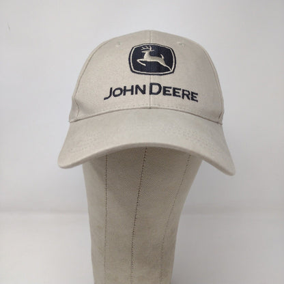 John Deere Men's Slideback Hat Tan OSFA Embroidered Logo 100% Cotton