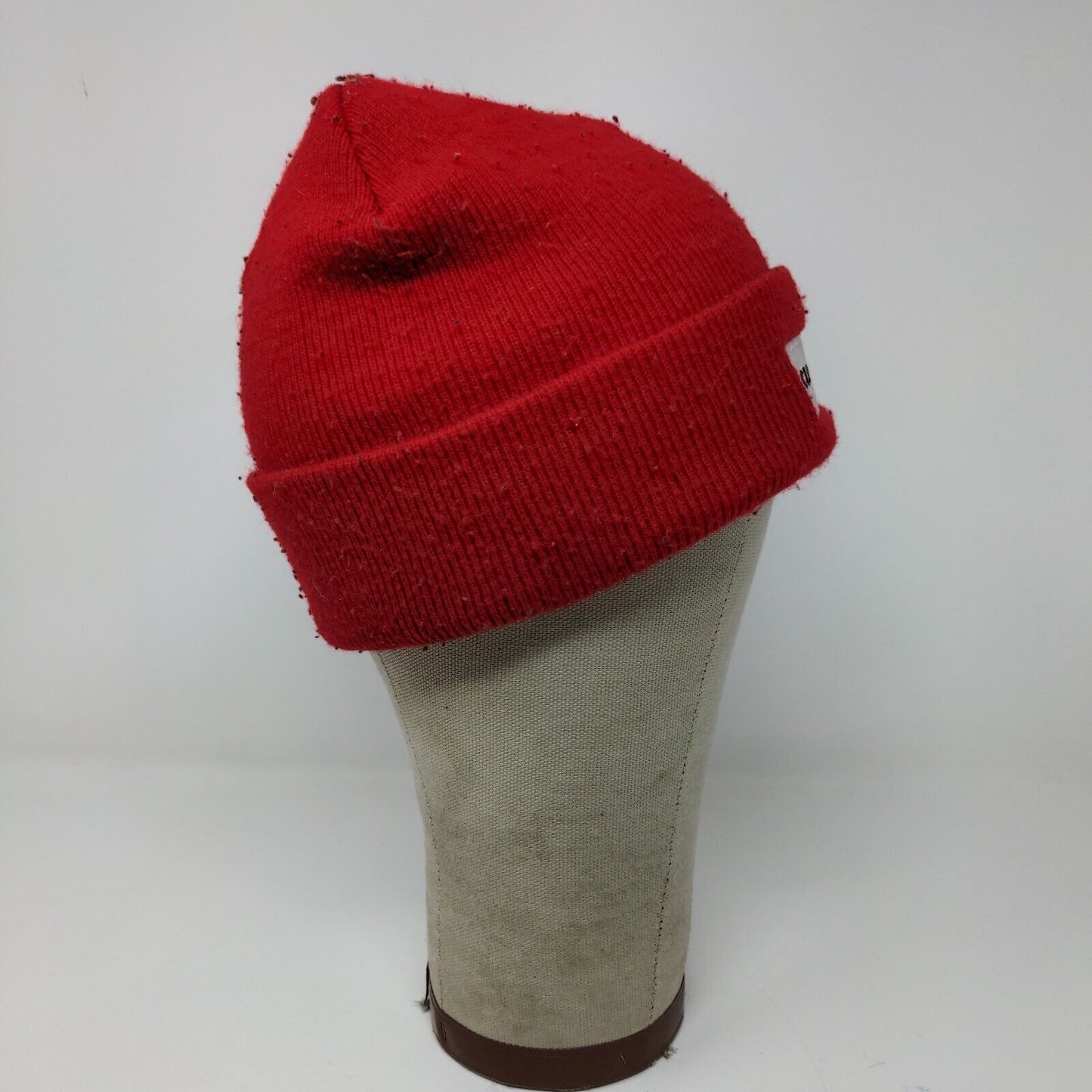 Clear View Red Winter Beanie Hat Cap Embroidered One Size Logo Spell Out