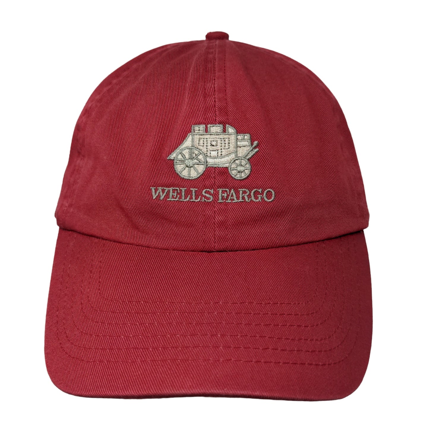 Wells Fargo Mens Slideback Hat Red Adjustable Embroidered Stagecoach Logo