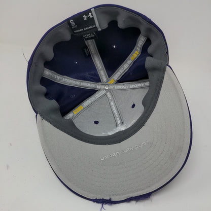 Under Armour Fitted Hat Distressed Size Small Purple Embroidered AV