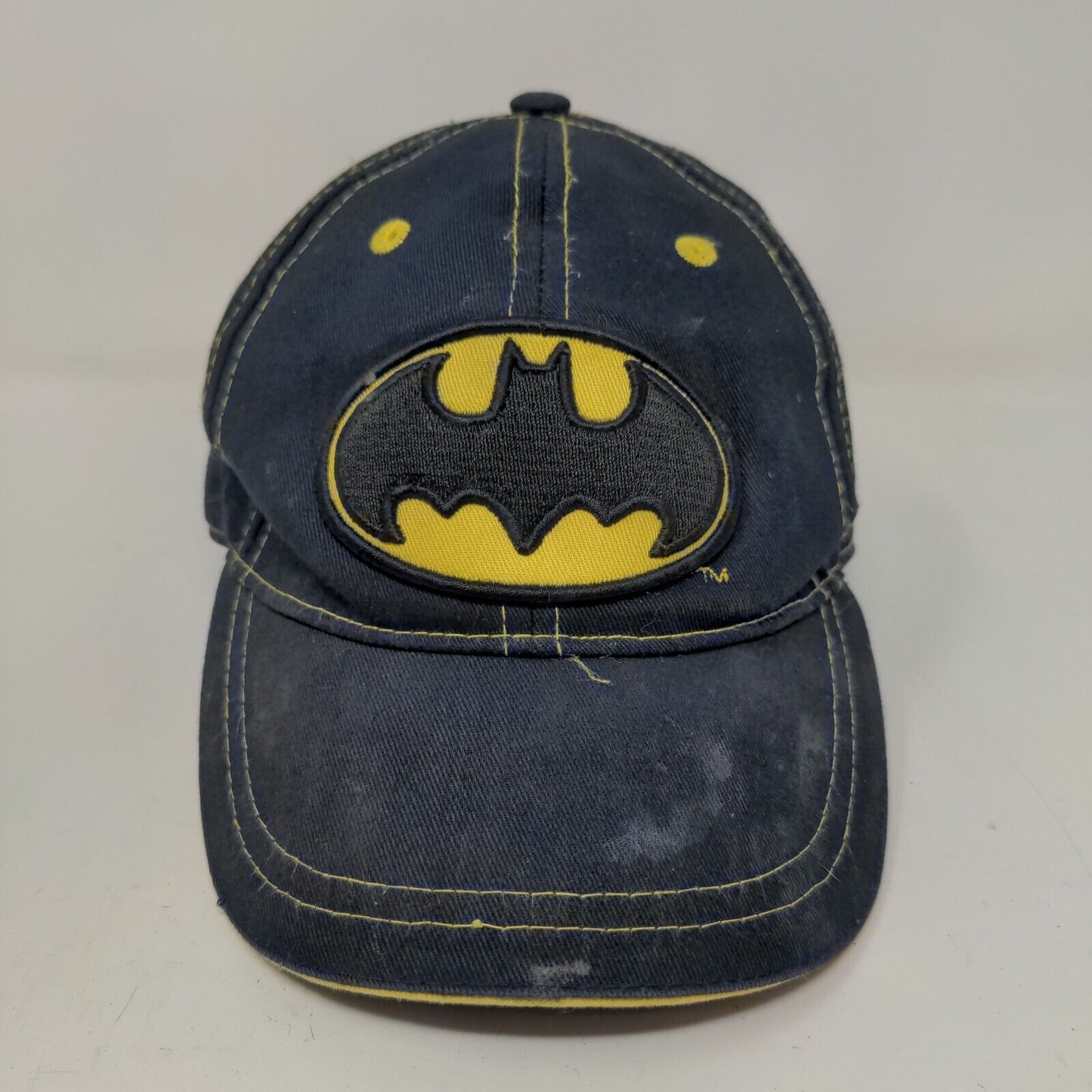 Batman DC Comics Boy's Strapback Hat Blue Yellow OSFM Embroidered Logo