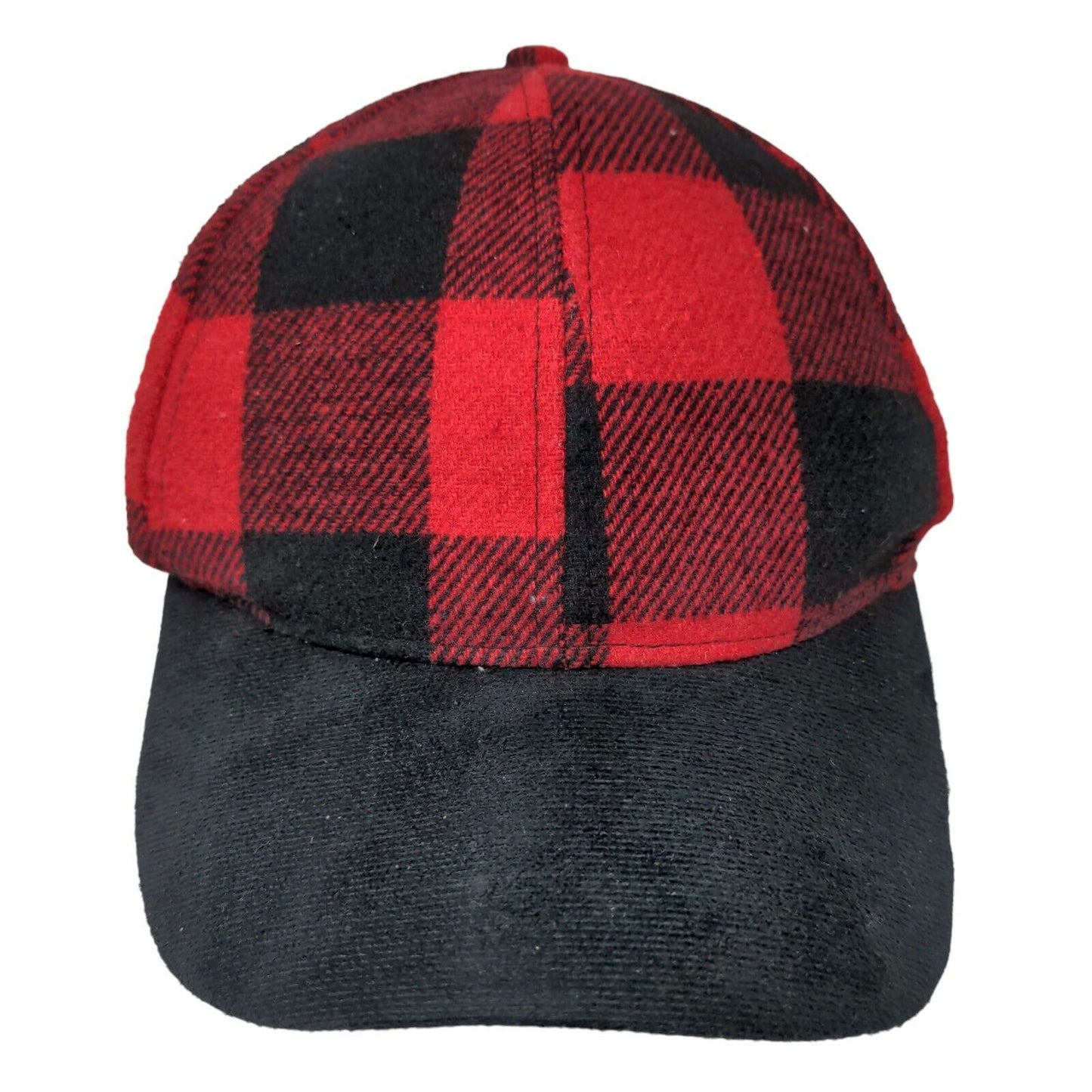 Unbranded Men's Buffalo Plaid Strapback Hat Black Red Adjustable Blank