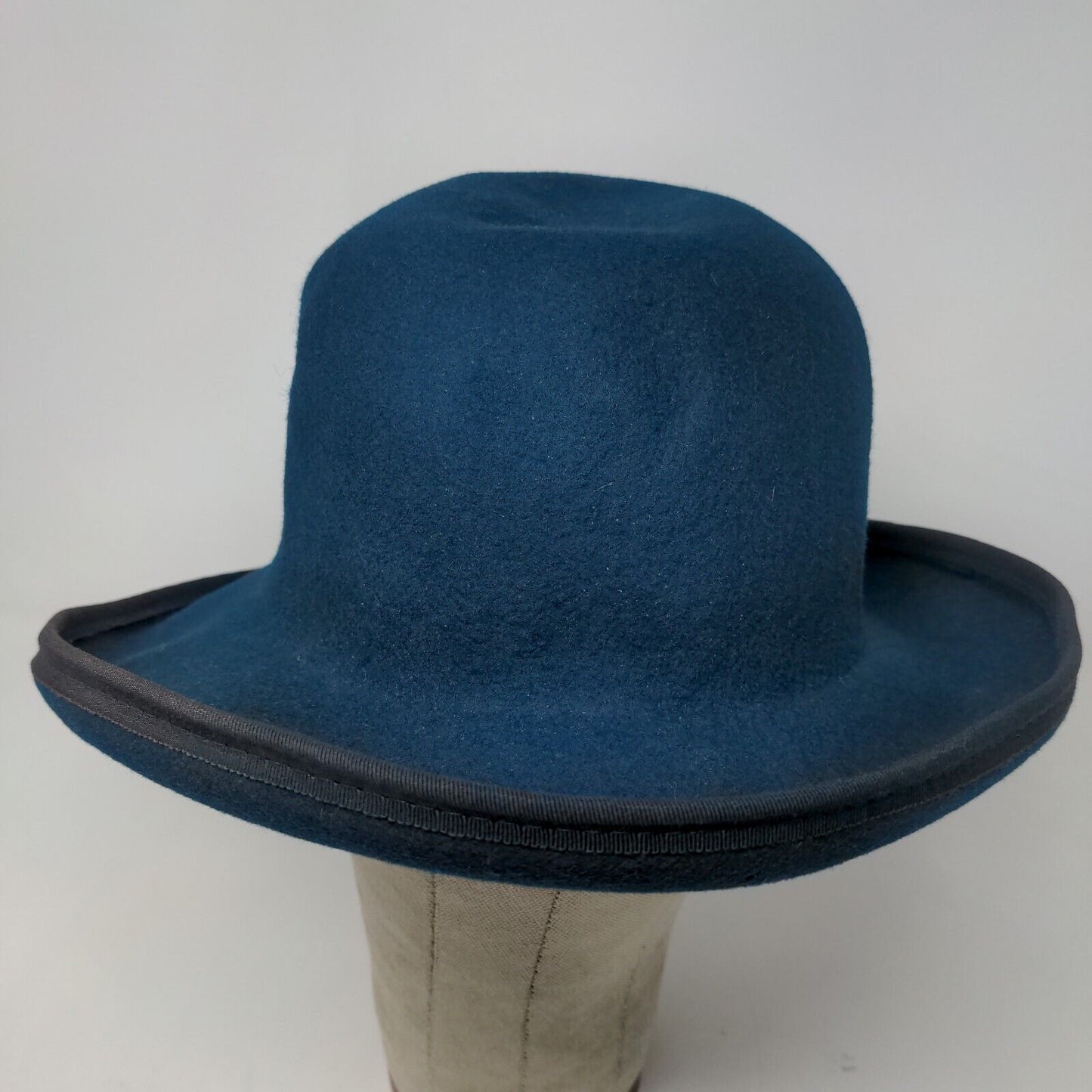 Bollman Hat Co Women's Doeskin Felt Bowler Derby Hat Blue 100% Wool