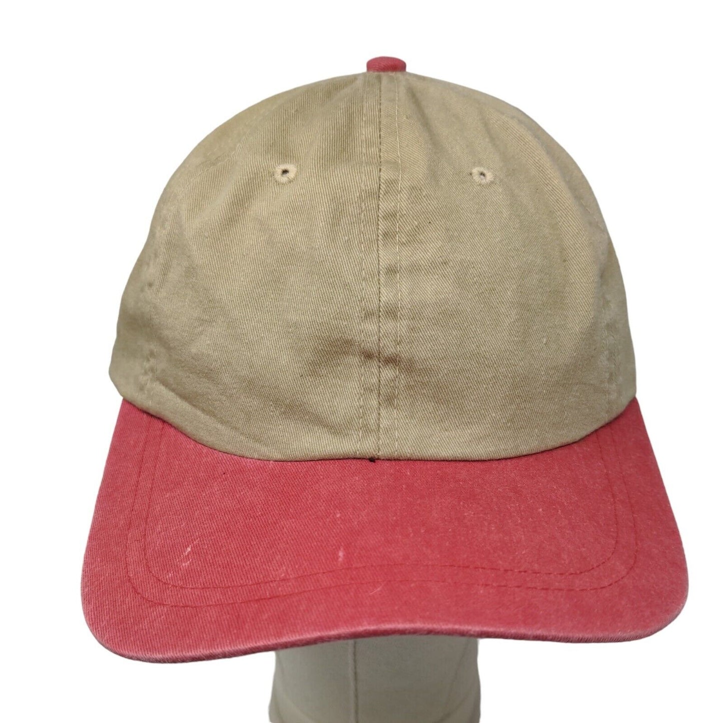 San Son Men's Slideback Hat Tan Red Size OSFA Blank Vent Holes Adjustable