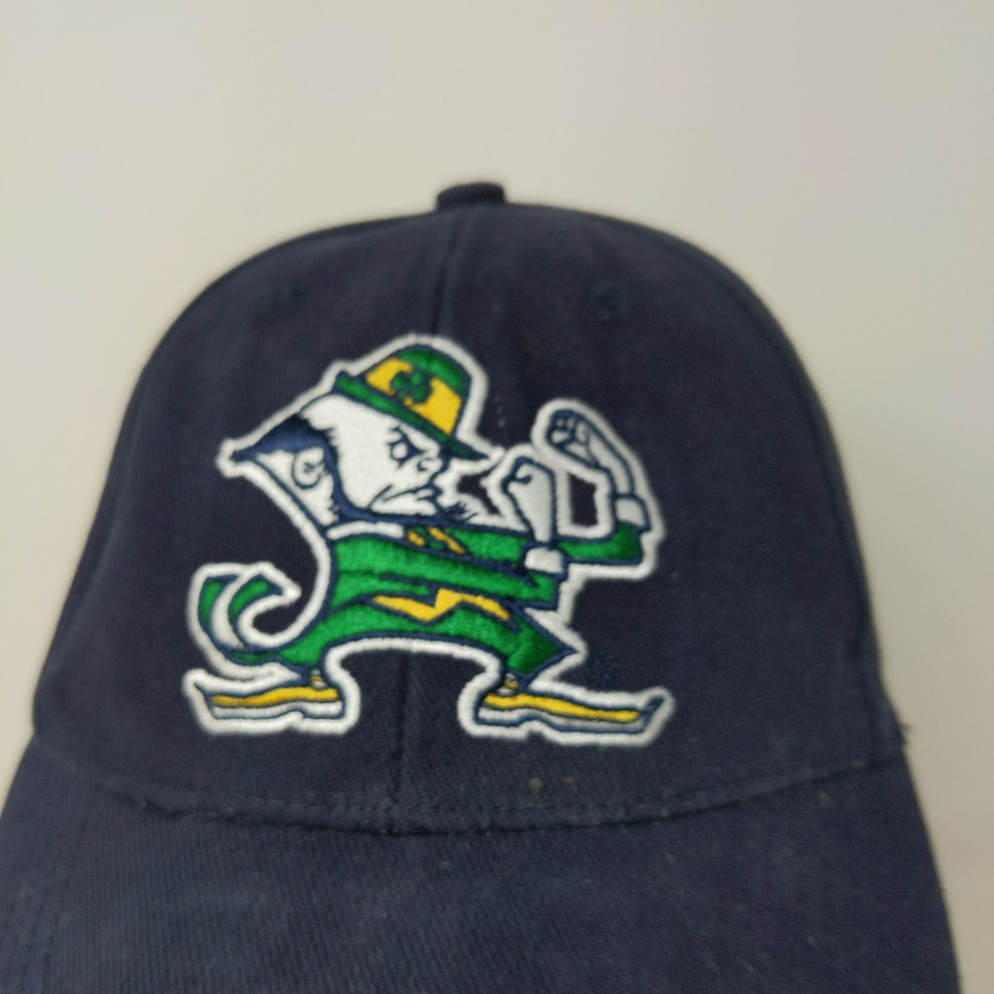 Notre Dame Fighting Irish Strapback Hat Embroidered Leprechaun Logo Blue