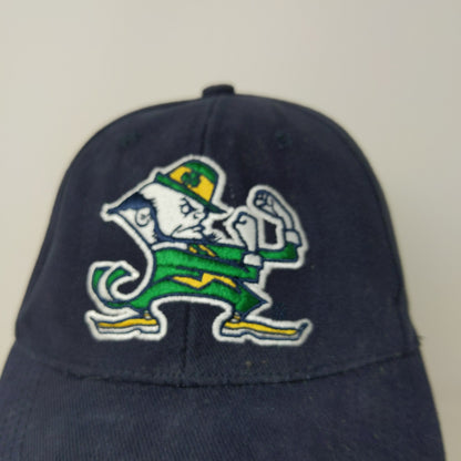 Notre Dame Fighting Irish Strapback Hat Embroidered Leprechaun Logo Blue