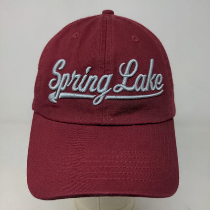 Unbranded Men's Strapback Hat Red Embroidered Spring Lake Logo Cotton