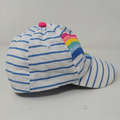Unbranded Boy's Stretchy Hat Blue White Striped 100% Cotton Rainbow