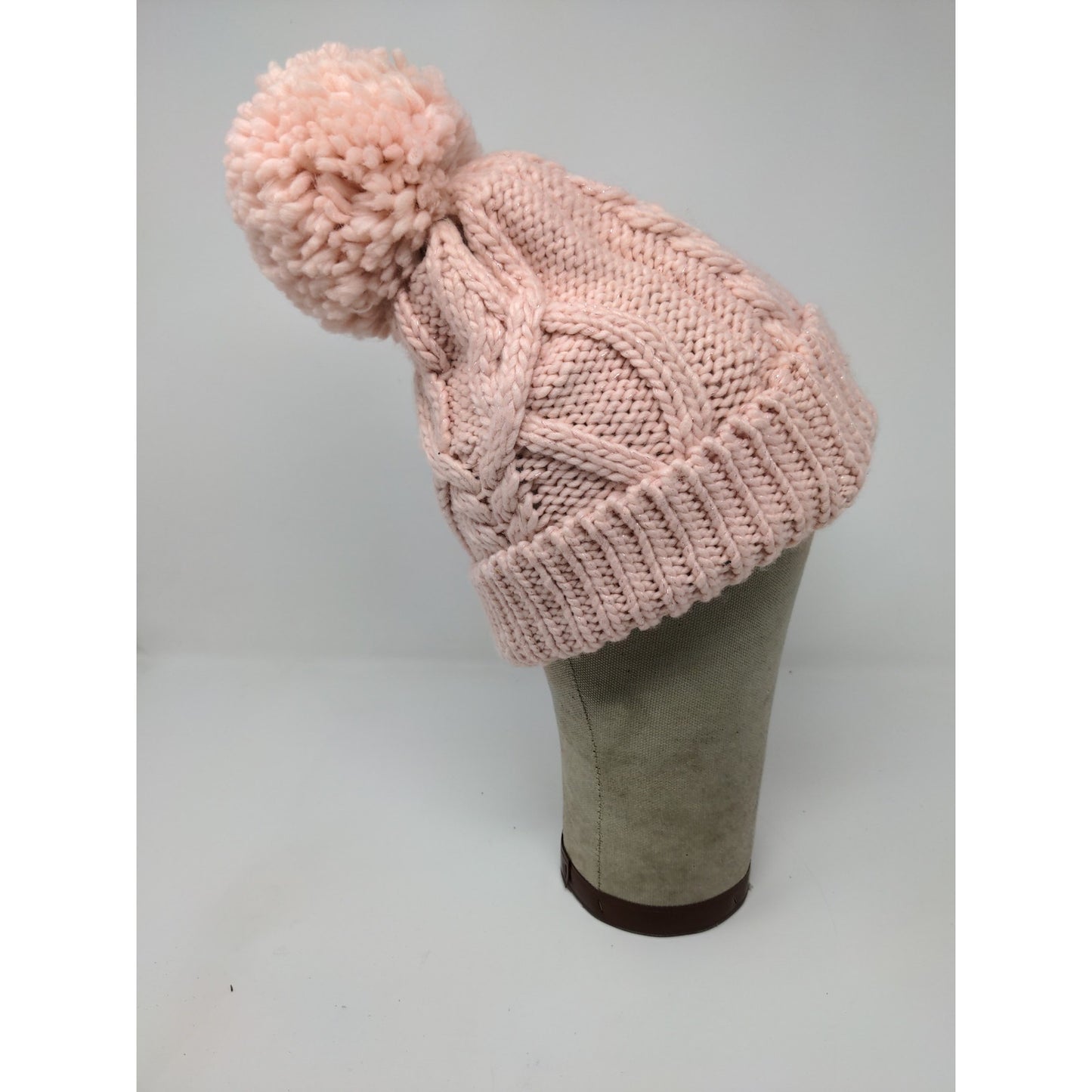 Berkshire Fashion Inc Cable Knit Beanie Hat Pink OSFM Big Pom-Pom