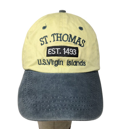 St. Thomas U.S. Virgin Islands Strapback Hat Yellow Adjustable Embroidered Logo