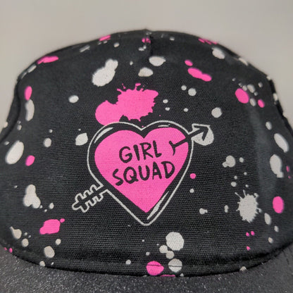 Justice Women's Strapback Hat Black OS Spot Graphic Girl Squad Distressed