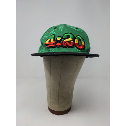 4:20 Snapback Flate Bill Hat Ganja Weed MJ Hat Green Embroidered Logo