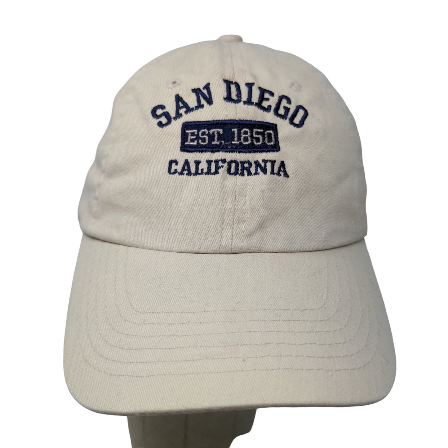 Big X Men's Slideback Hat Tan San Diego California Cap Cotton Embroidered