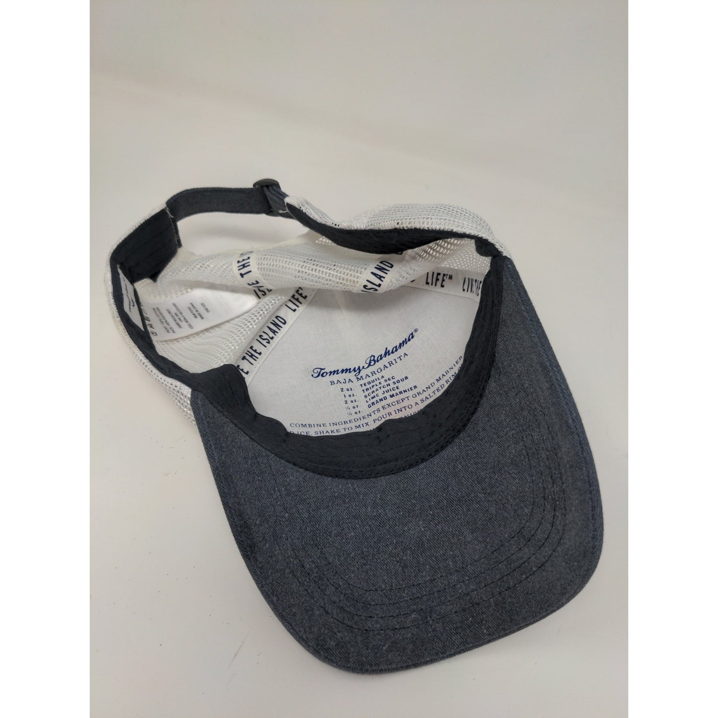 Tommy Bahama Slideback Mesh Back Hat Gray & White Embroidered Logo One Size