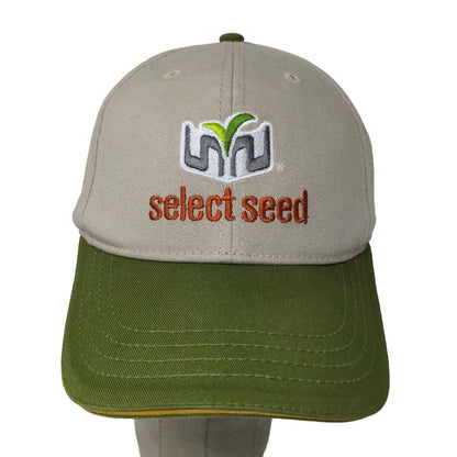 Select Seed Strapback Hat Tan Green Adjustable Embroidered Logo