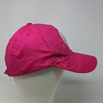 Robin Ruth Womens Strapback Hat Pink Adjustable Embroidered New York Logo Cotton