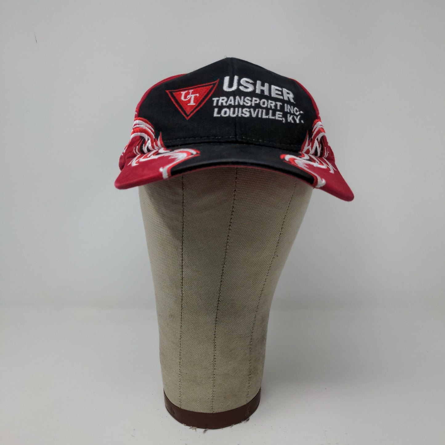 Usher Transport Louisville Kentucky Strapback Hat Embroidered Flames  Red Black